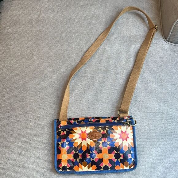 Vtg Fossil canvas coated colorful crossbody bag - Picture 2 of 5